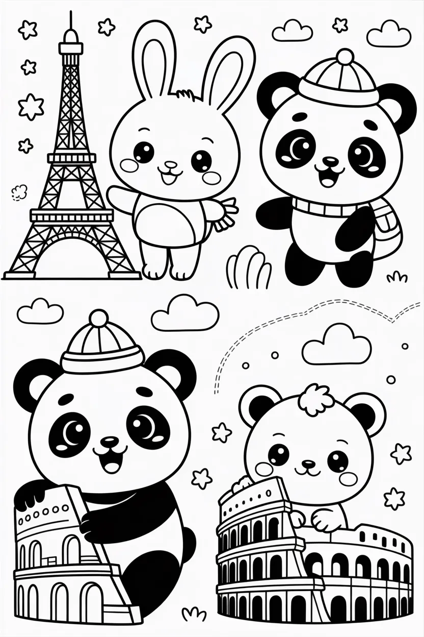 Kawaii animals Design 1 - Kawaii Animals Coloring Pages Free Printable for Kids (4)