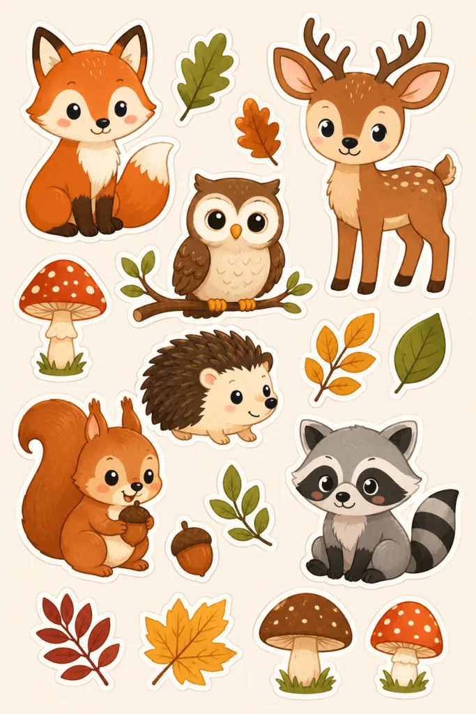 Kawaii animals stickers Design 1 - Kawaii Animals Stickers Free Printable for Kids - Adorab