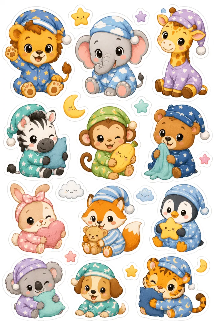 Kawaii animals stickers Design 17 - Kawaii Animals Stickers Free Printable for Kids - Adorab