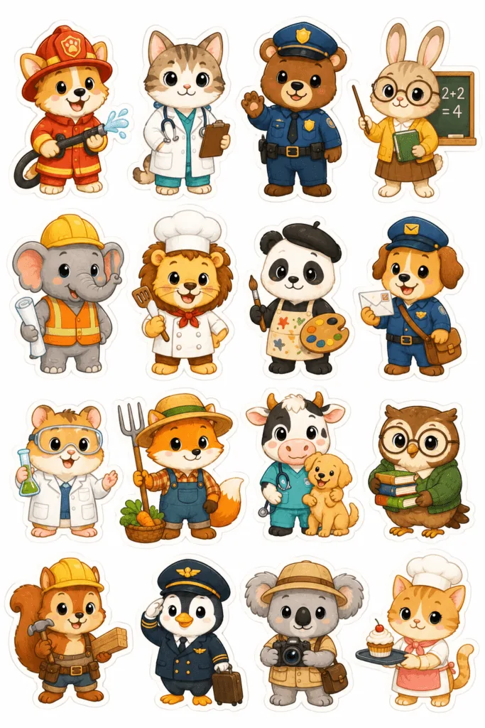Kawaii animals stickers Design 18 - Kawaii Animals Stickers Free Printable for Kids - Adorab