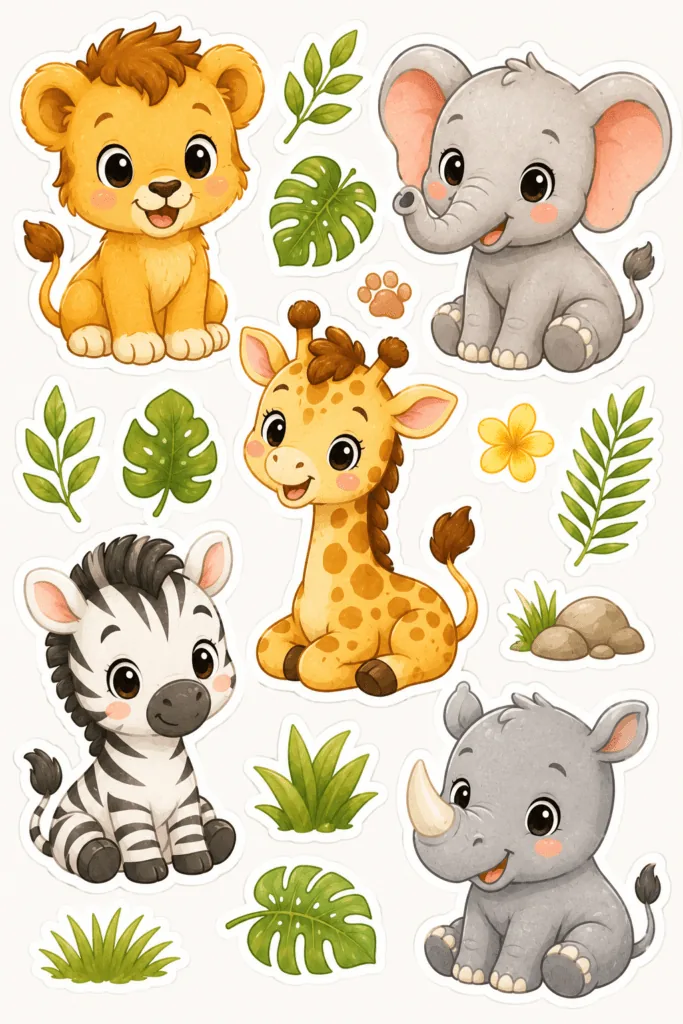 Kawaii animals stickers Design 19 - Kawaii Animals Stickers Free Printable for Kids - Adorab
