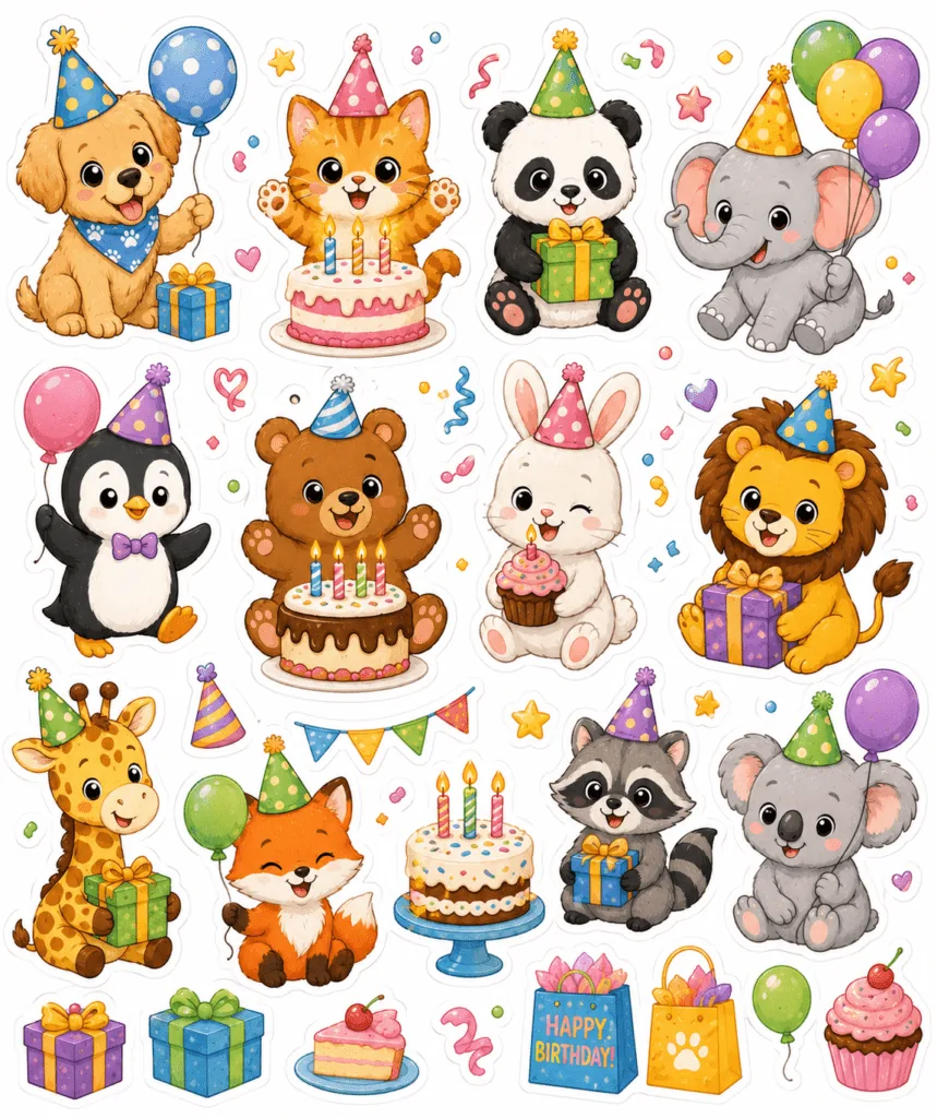 Kawaii animals stickers Design 2 - Kawaii Animals Stickers Free Printable for Kids - Adorab
