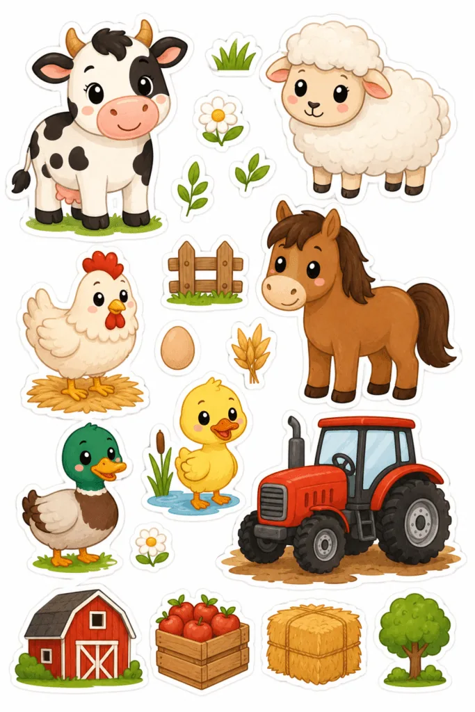 Kawaii animals stickers Design 1 - Kawaii Animals Stickers Free Printable for Kids - Adorab (2)