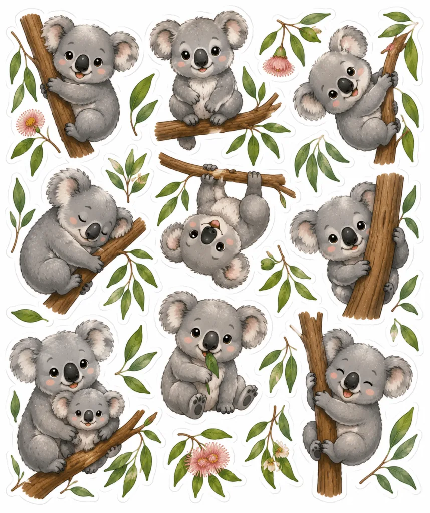 Kawaii animals stickers Design 4 - Kawaii Animals Stickers Free Printable for Kids - Adorab