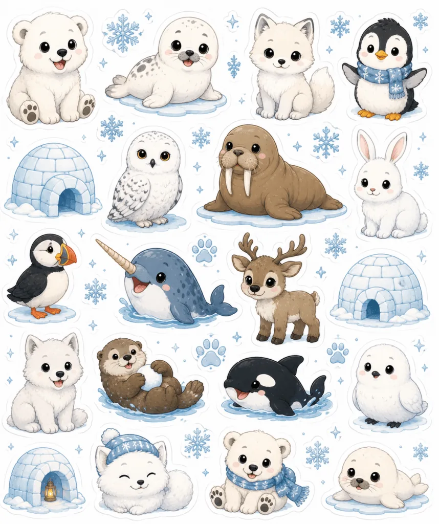 Kawaii animals stickers Design 5 - Kawaii Animals Stickers Free Printable for Kids - Adorab