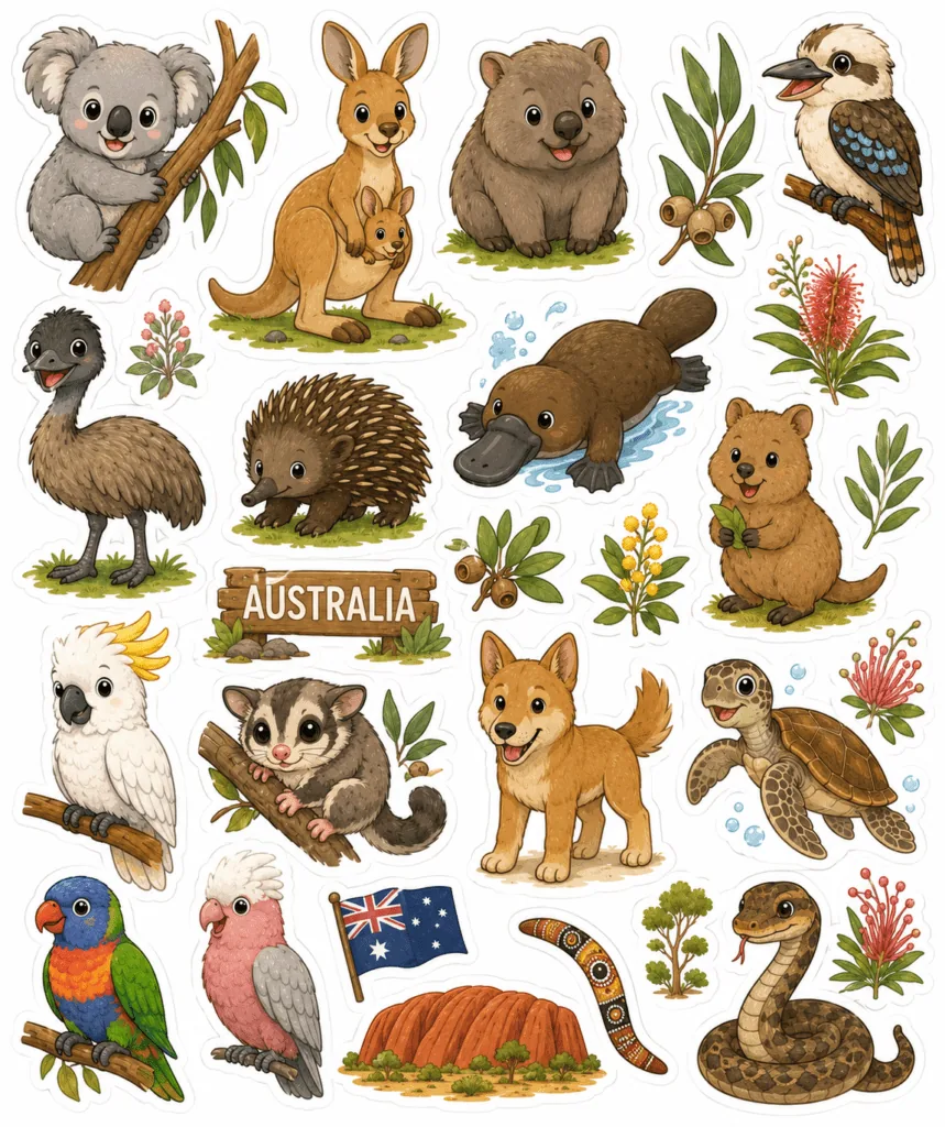 Kawaii animals stickers Design 6 - Kawaii Animals Stickers Free Printable for Kids - Adorab