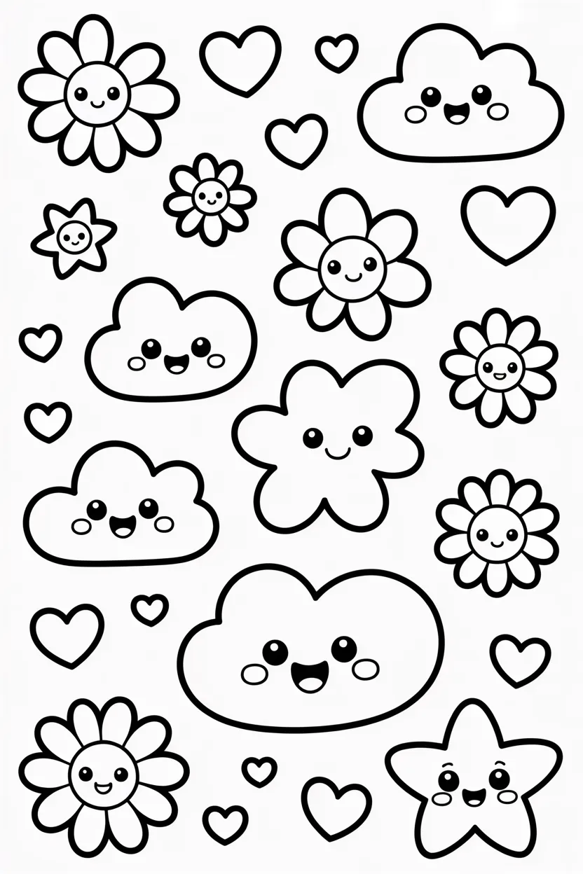 Kawaii doodle Design 2 - Kawaii Doodle Coloring Pages Free Printable for Kids