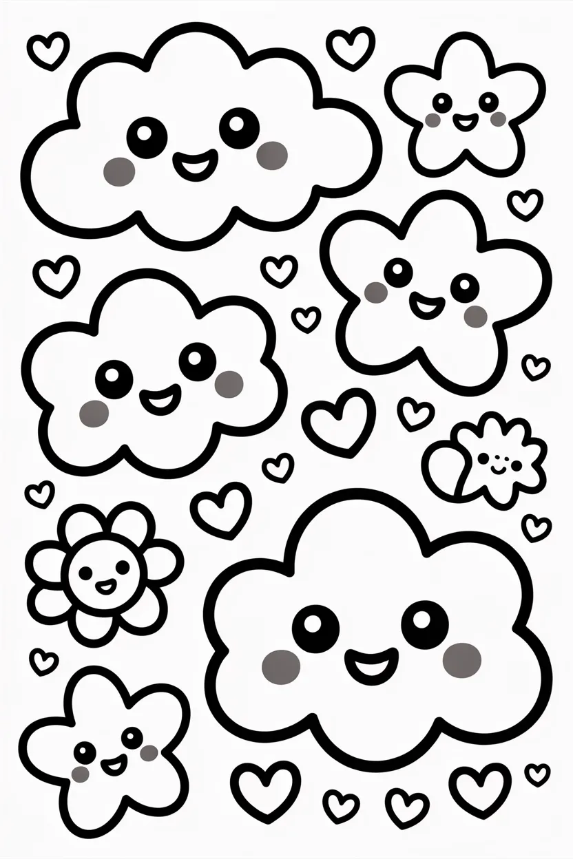 Kawaii doodle Design 3 - Kawaii Doodle Coloring Pages Free Printable for Kids
