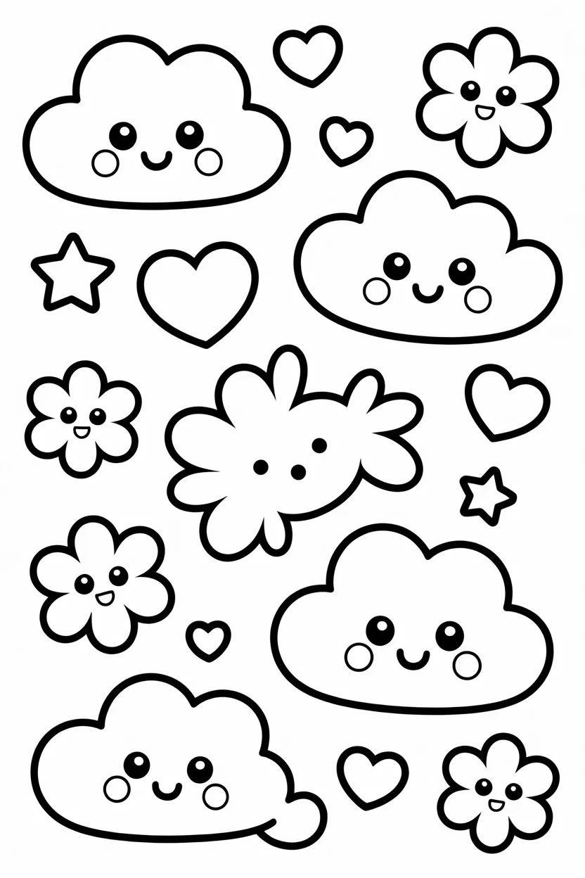 Kawaii doodle Design 4 - Kawaii Doodle Coloring Pages Free Printable for Kids
