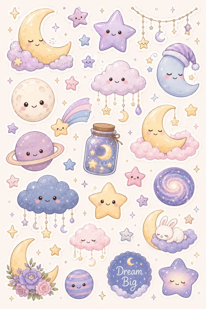 Kawaii stickers Design 10 - Kawaii Stickers Sheet Free Printable - Adorable