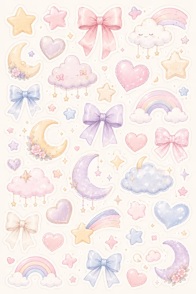 Kawaii stickers Design 13 - Kawaii Stickers Sheet Free Printable - Adorable