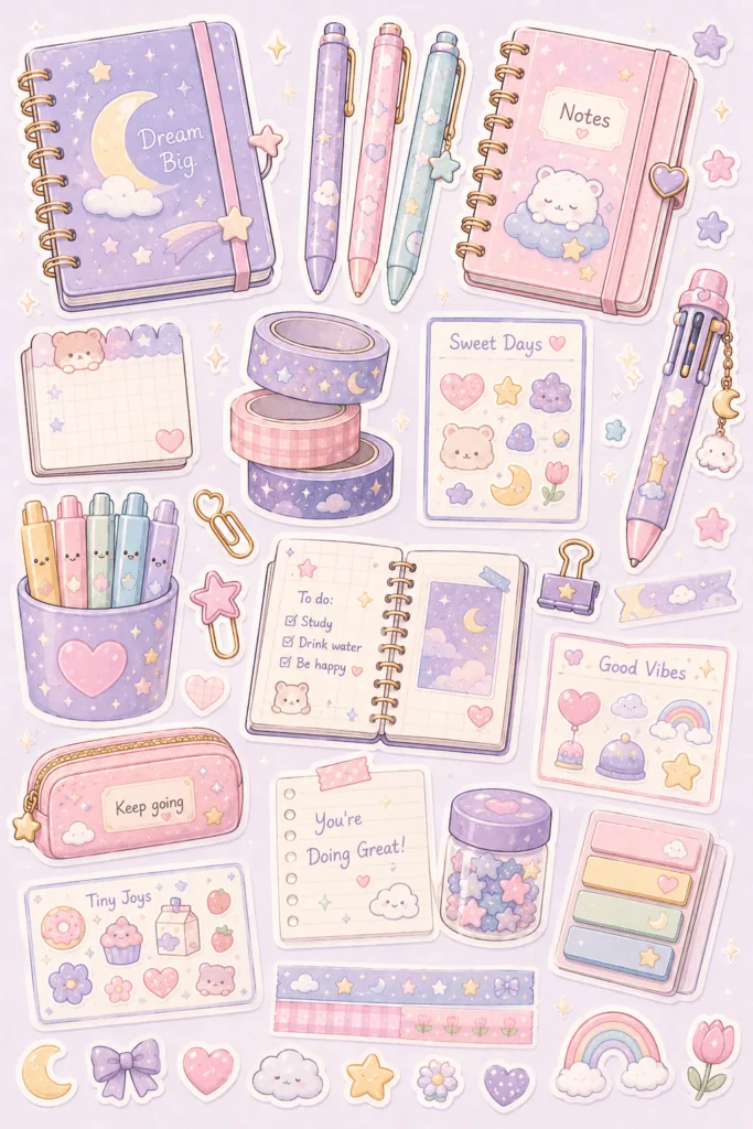 Kawaii stickers Design 2 - Kawaii Stickers Sheet Free Printable - Adorable