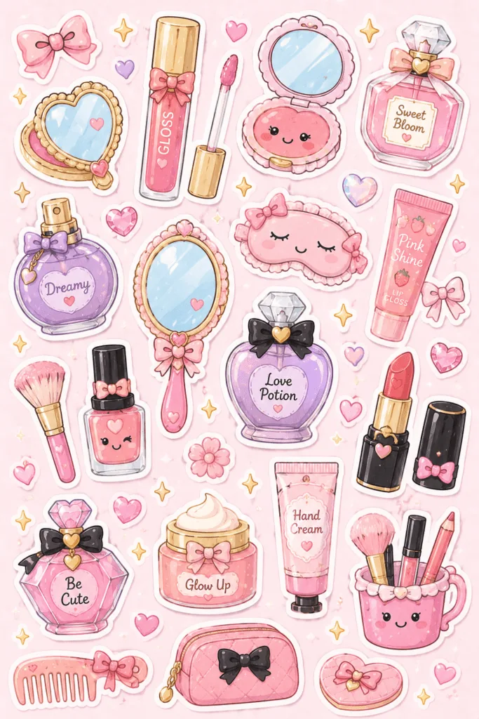 Kawaii stickers Design 3 - Kawaii Stickers Sheet Free Printable - Adorable
