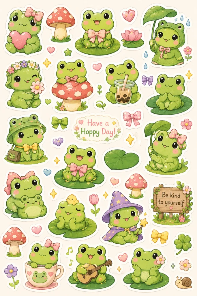 Kawaii stickers Design 4 - Kawaii Stickers Sheet Free Printable - Adorable