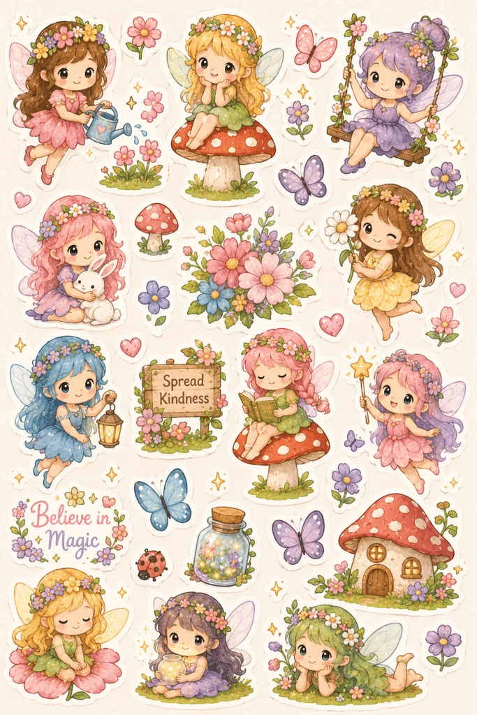 Kawaii stickers Design 5 - Kawaii Stickers Sheet Free Printable - Adorable