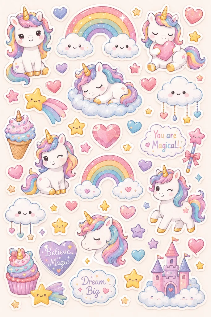 Kawaii stickers Design 6 - Kawaii Stickers Sheet Free Printable - Adorable