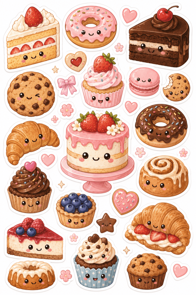 kawaii stickers sheets free printable