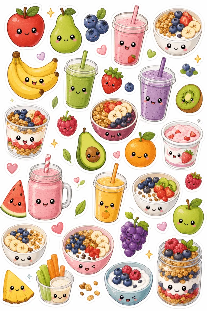 Kawaii stickers Design 2 - Kawaii Stickers Sheets Free Printable - Cute