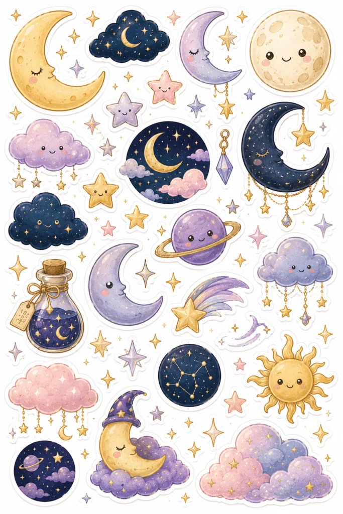 Kawaii stickers Design 5 - Kawaii Stickers Sheets Free Printable - Cute