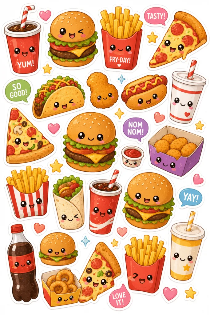 Kawaii stickers Design 6 - Kawaii Stickers Sheets Free Printable - Cute