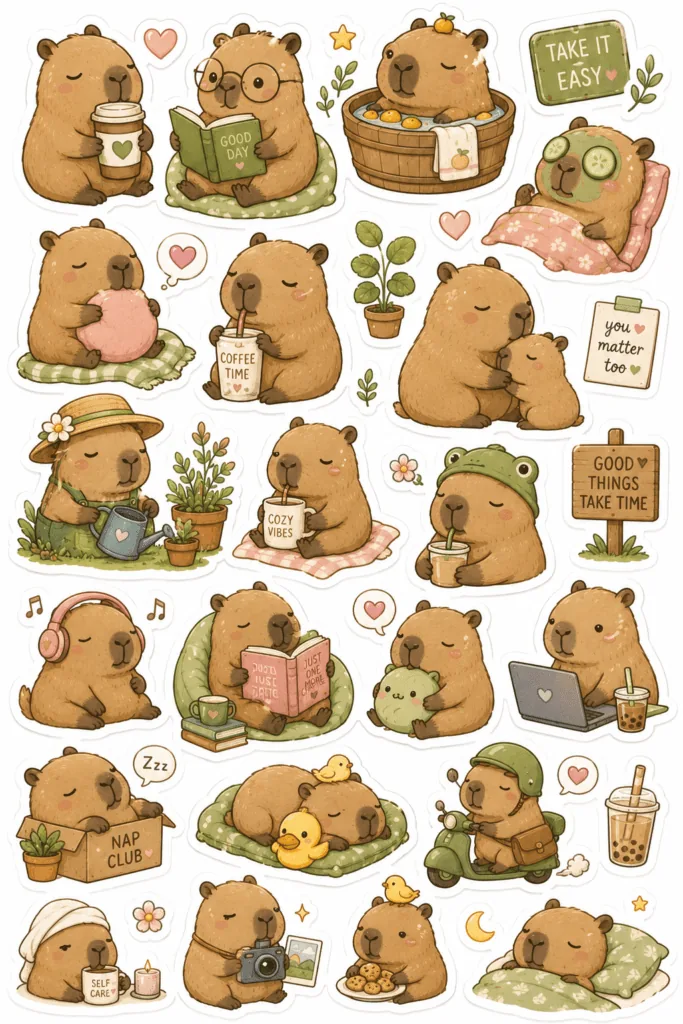 Kawaii stickers Design 7 - Kawaii Stickers Sheets Free Printable - Cute