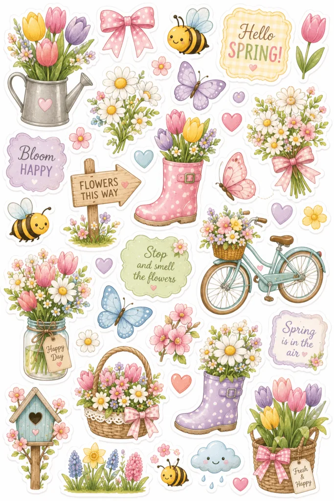 Kawaii stickers Design 8 - Kawaii Stickers Sheets Free Printable - Cute