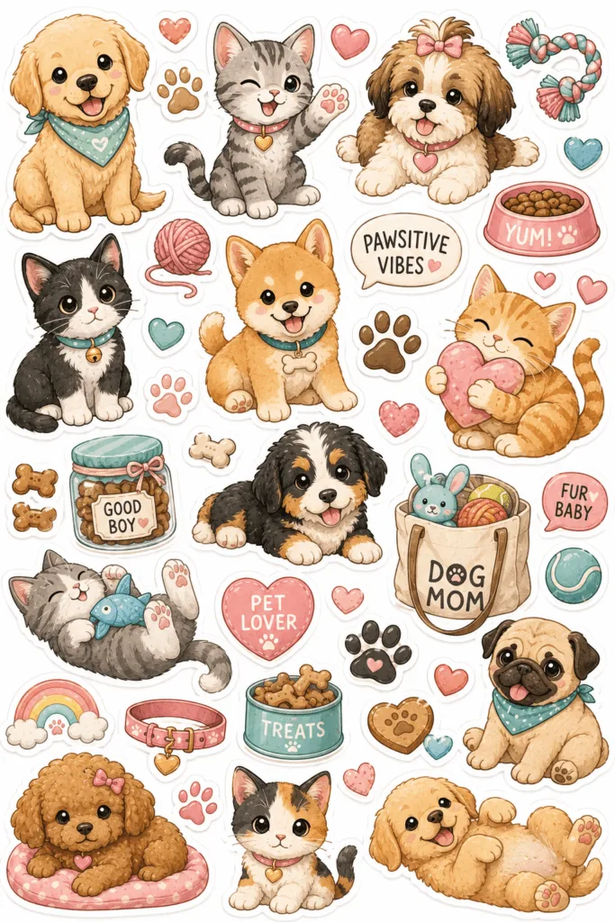 Kawaii stickers Design 9 - Kawaii Stickers Sheets Free Printable - Cute