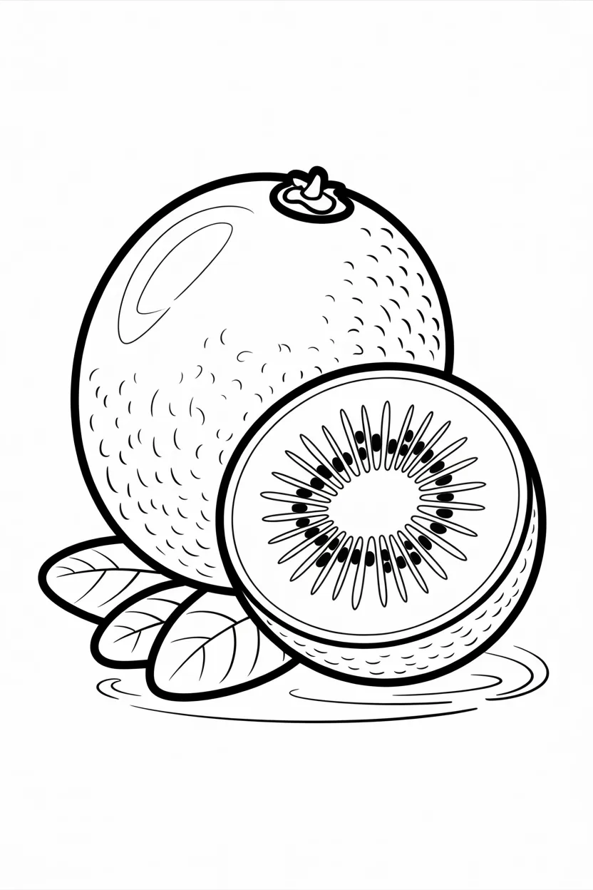 Kiwi Design 1 - Kiwi Coloring Pages Free Printable - Creative Fruit All