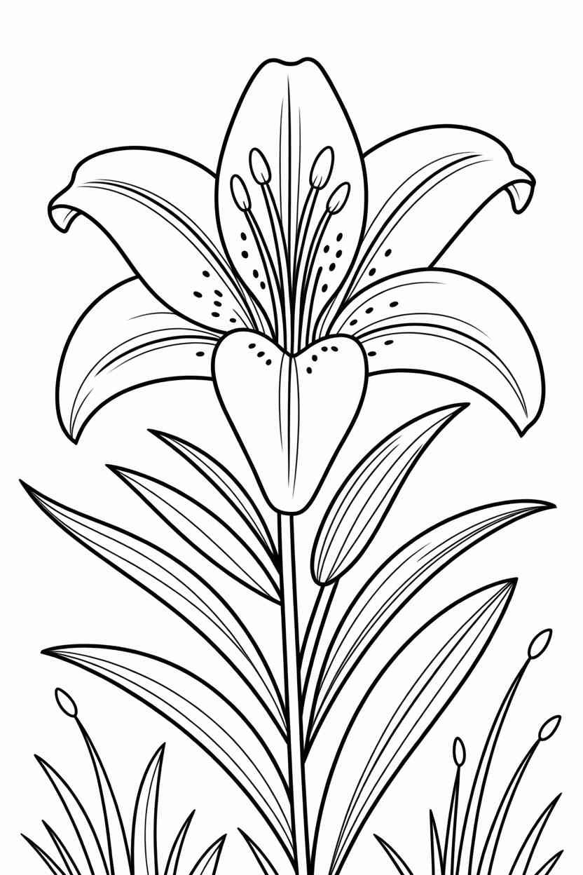 Lilly flower Design 1 - Lilly Flower Coloring Pages Free Printable for Kids (2)
