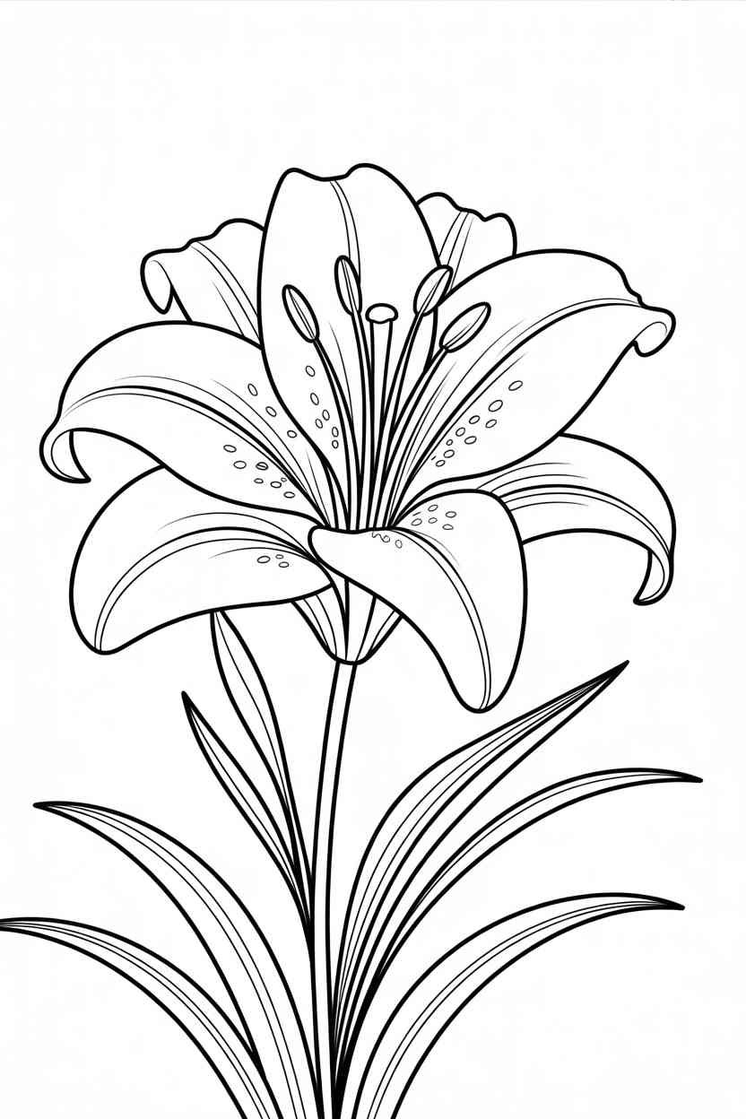 Lilly flower Design 1 - Lilly Flower Coloring Pages Free Printable for Kids (3)