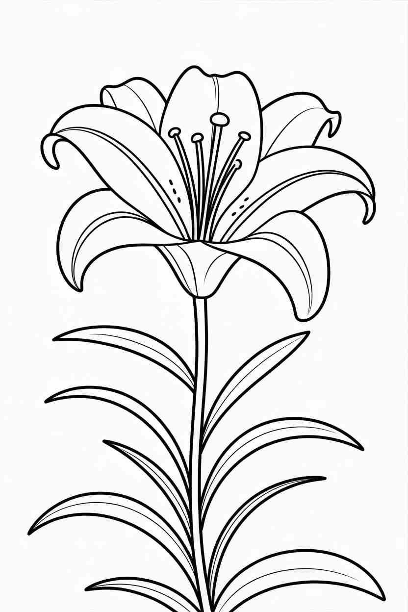 Lilly flower Design 1 - Lilly Flower Coloring Pages Free Printable for Kids (4)