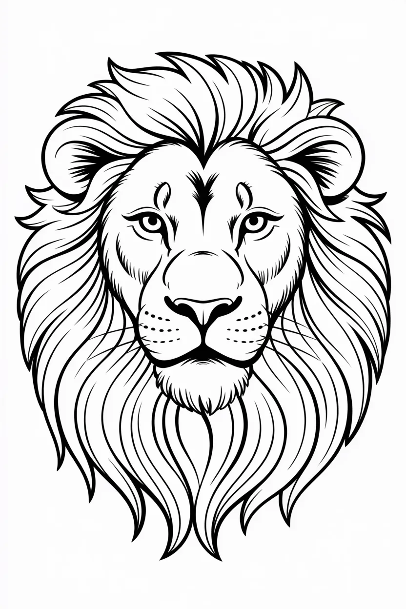 Lion Design 3 - Lion Coloring Pages Free Printable for Kids - Adorable