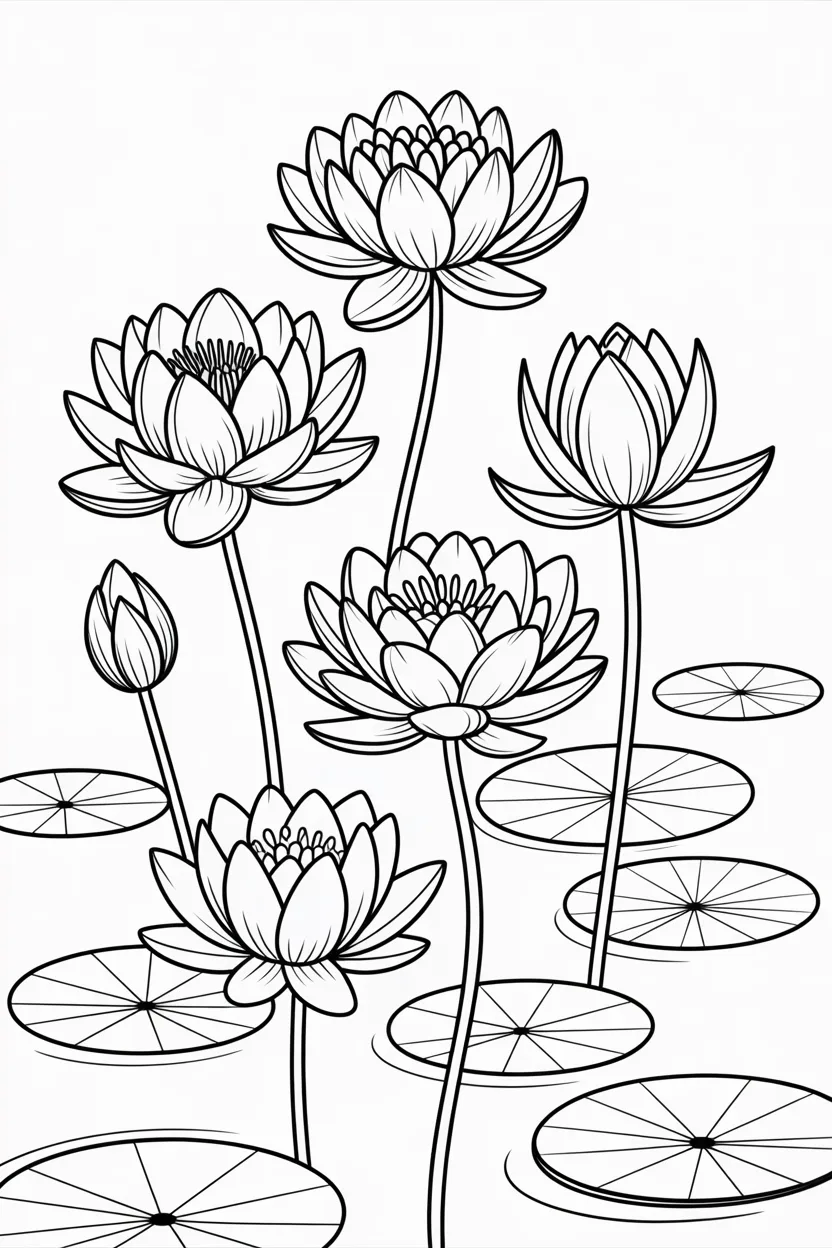 Lotus flowers Design 1 - Lotus flowers coloring pages free printable - Beautiful