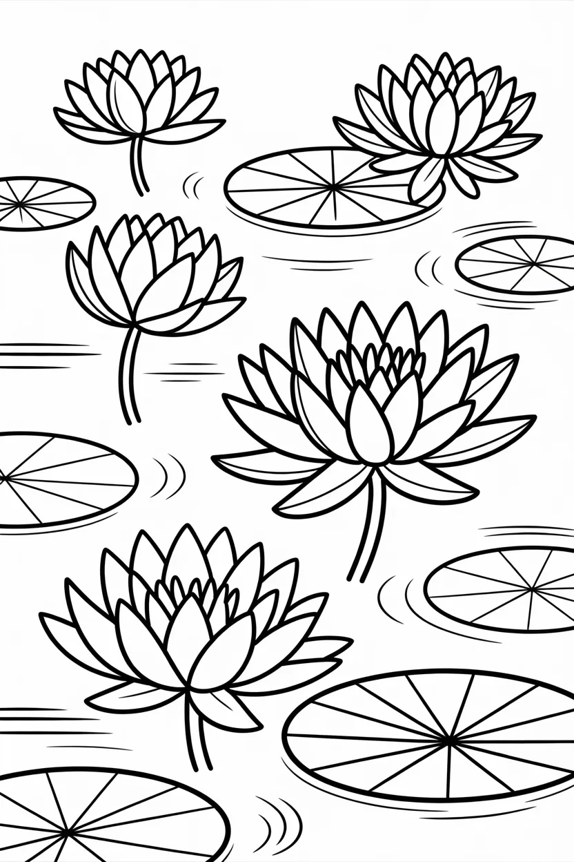 Lotus flowers Design 2 - Lotus flowers coloring pages free printable - Beautiful