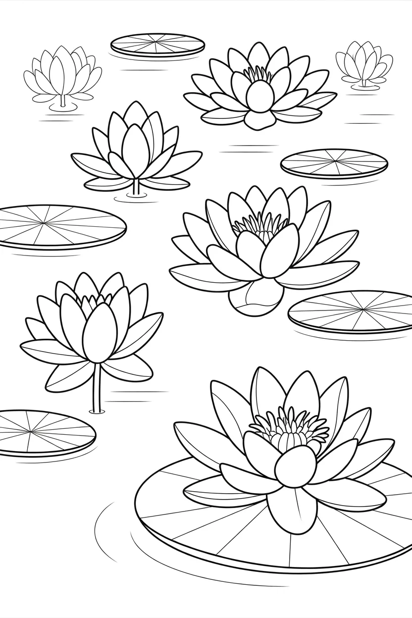 Lotus flowers Design 4 - Lotus flowers coloring pages free printable - Beautiful