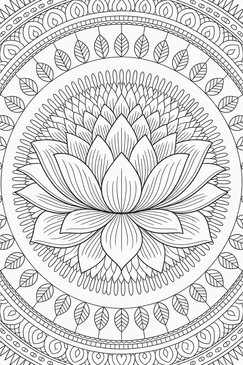 Lotus mandala Design 2 - Lotus Mandala Coloring Pages Free Printable - Beautiful