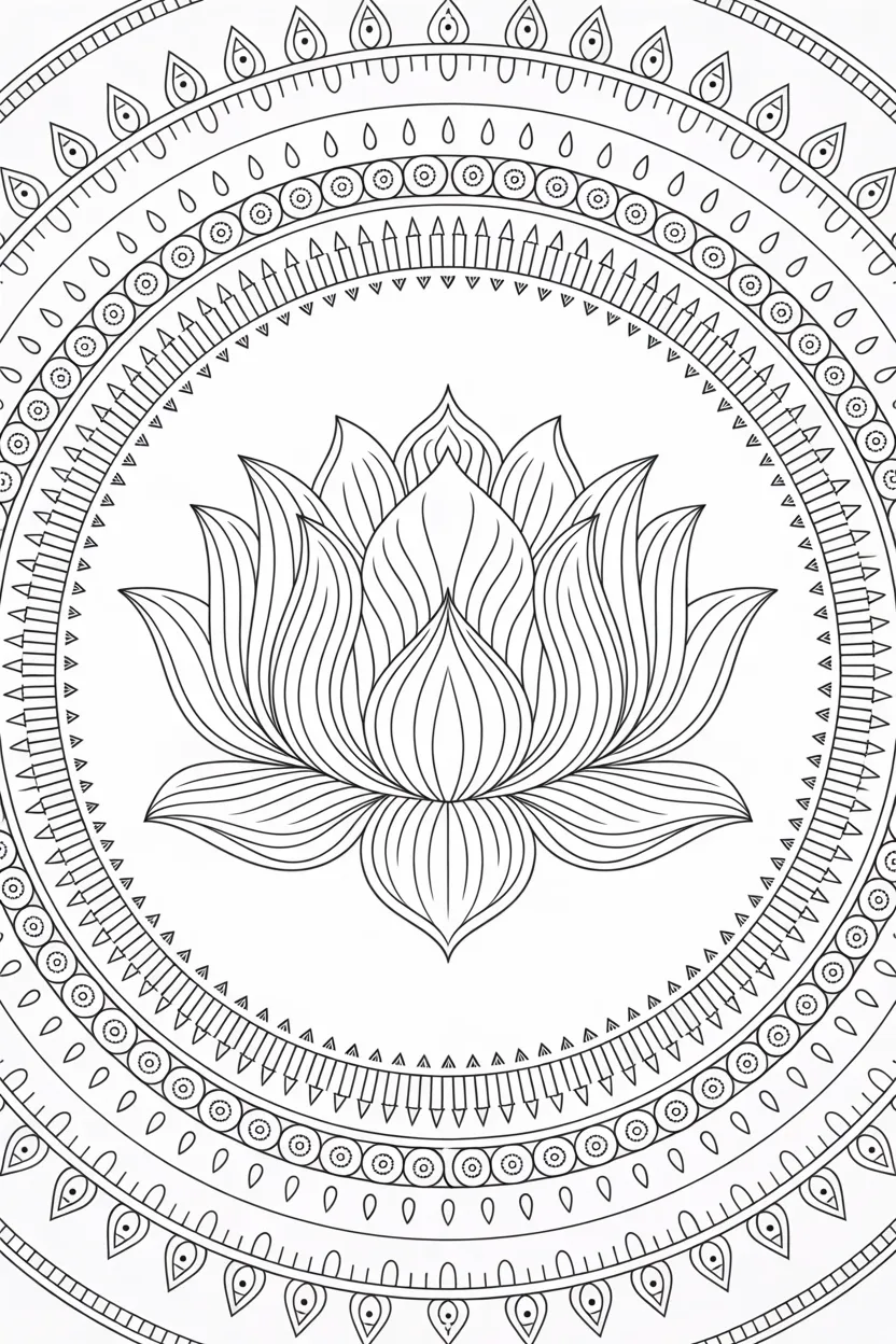 Lotus mandala Design 4 - Lotus Mandala Coloring Pages Free Printable - Beautiful