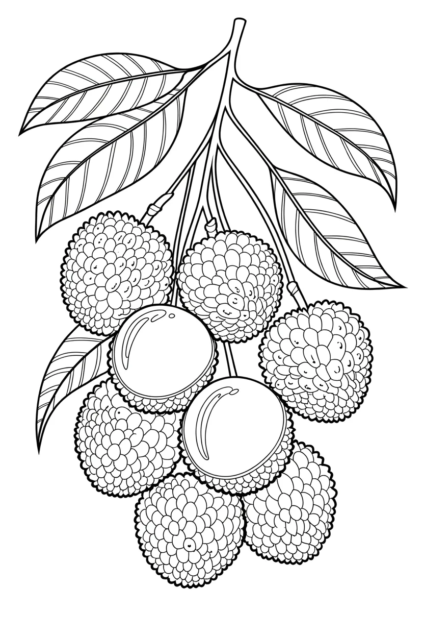 Lychee Design 1 - Lychee Coloring Page Free Printable