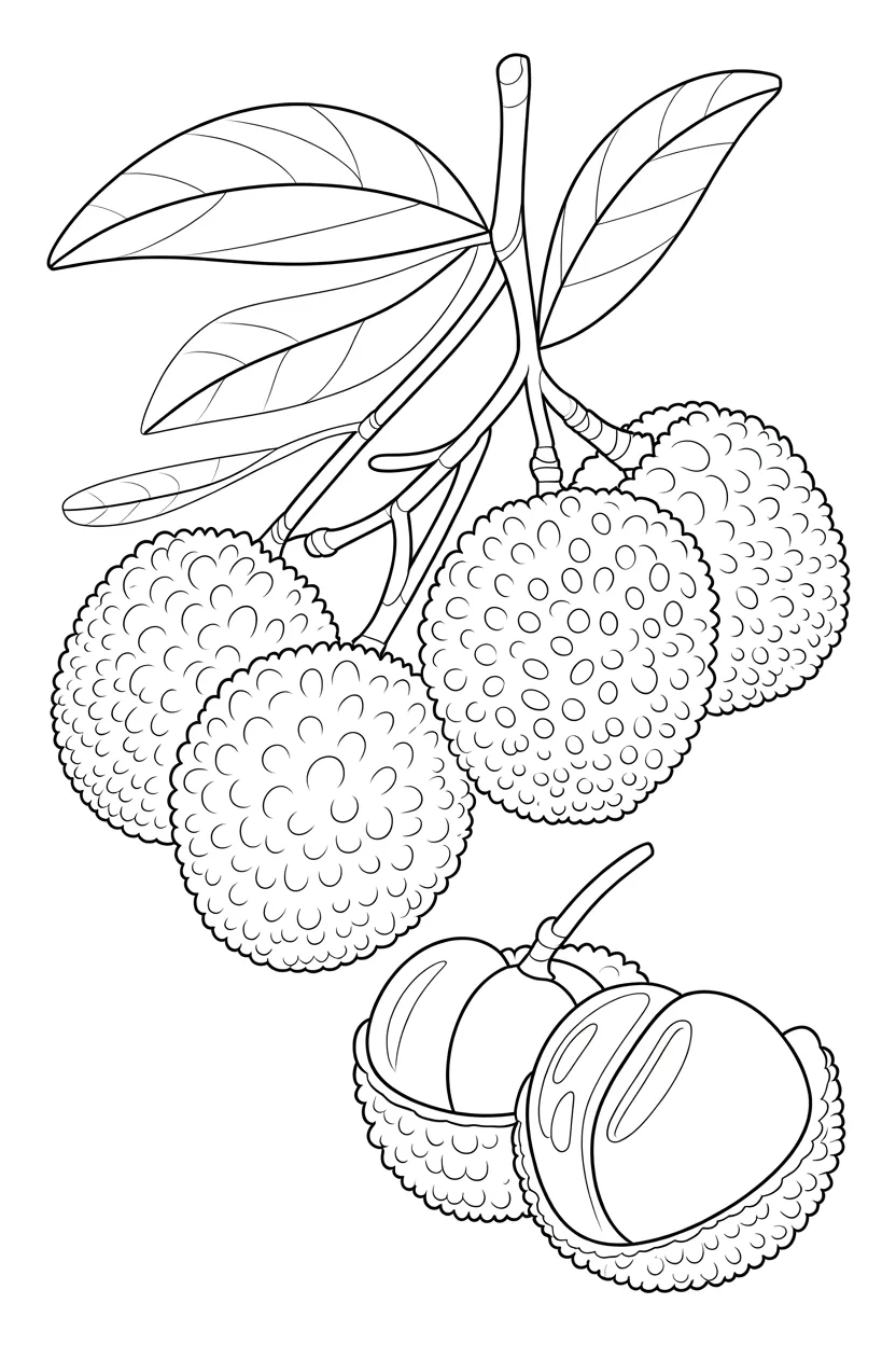 Lychee Design 1 - Lychee Coloring Page Free Printable (2)