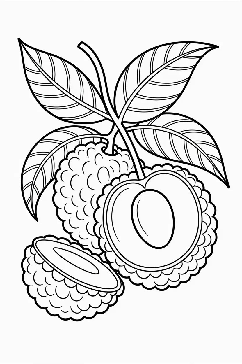 Lychee Design 1 - Lychee Coloring Page Free Printable (3)