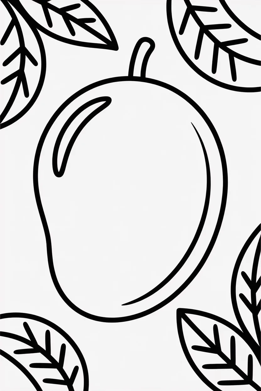 Mango cut halves - Mango Coloring Pages Free Printable for Kids