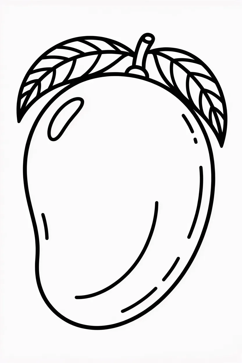 Mango leaf detail - Mango Coloring Pages Free Printable for Kids