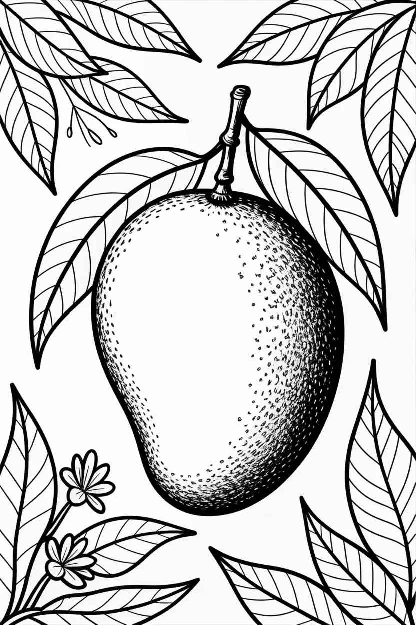 Mango orchard scene - Mango Coloring Pages Free Printable for Kids