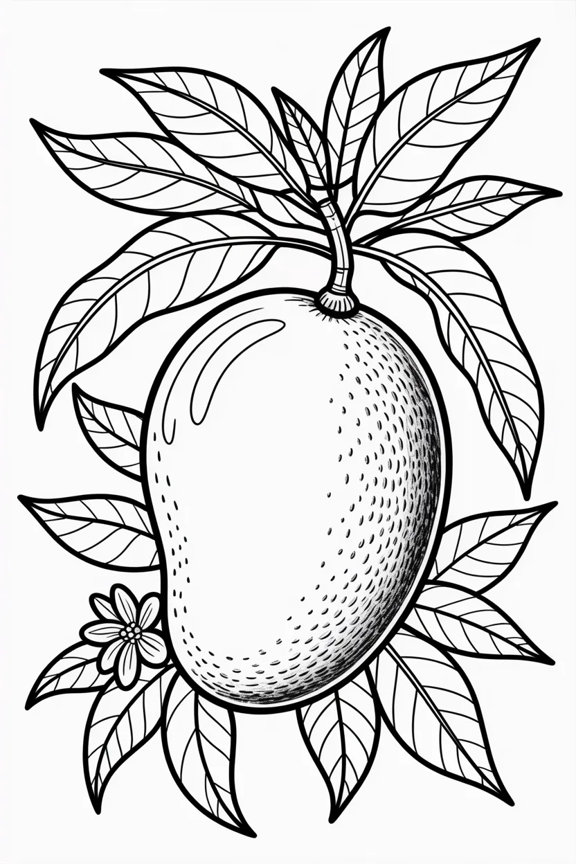 Mango simple outline - Mango Coloring Pages Free Printable for Kids