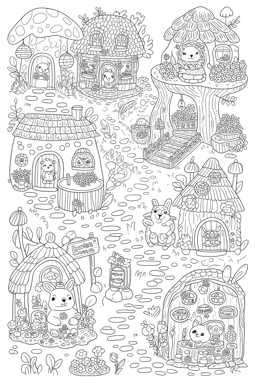 Miniature animal Design 2 - Cute Miniature Animal Coloring Pages Free Printable