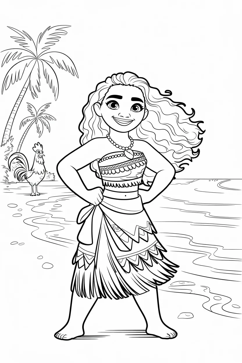 Moana Design 1 - Moana Coloring Pages Free Printable for Kids & Adults