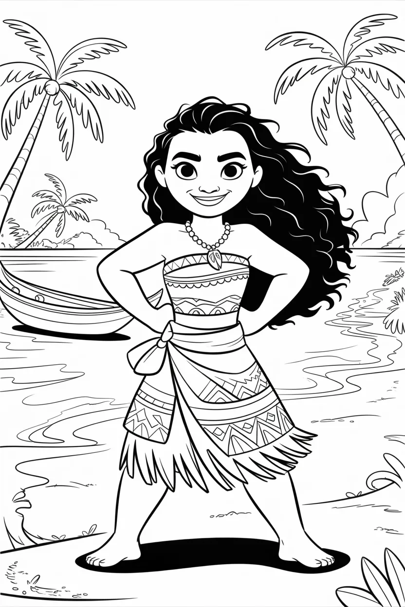 Moana Design 2 - Moana Coloring Pages Free Printable for Kids & Adults