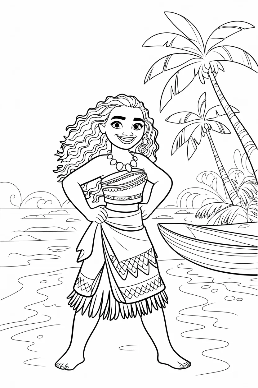 Moana Design 3 - Moana Coloring Pages Free Printable for Kids & Adults