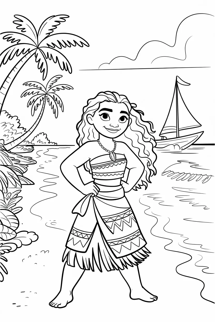 Moana Design 4 - Moana Coloring Pages Free Printable for Kids & Adults
