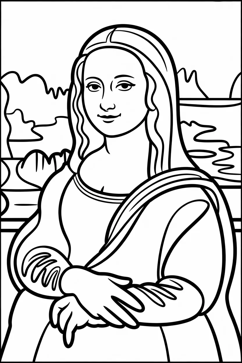 Mona lisa Design 2 - Mona Lisa Coloring Pages Free Printable for Kids & Adults